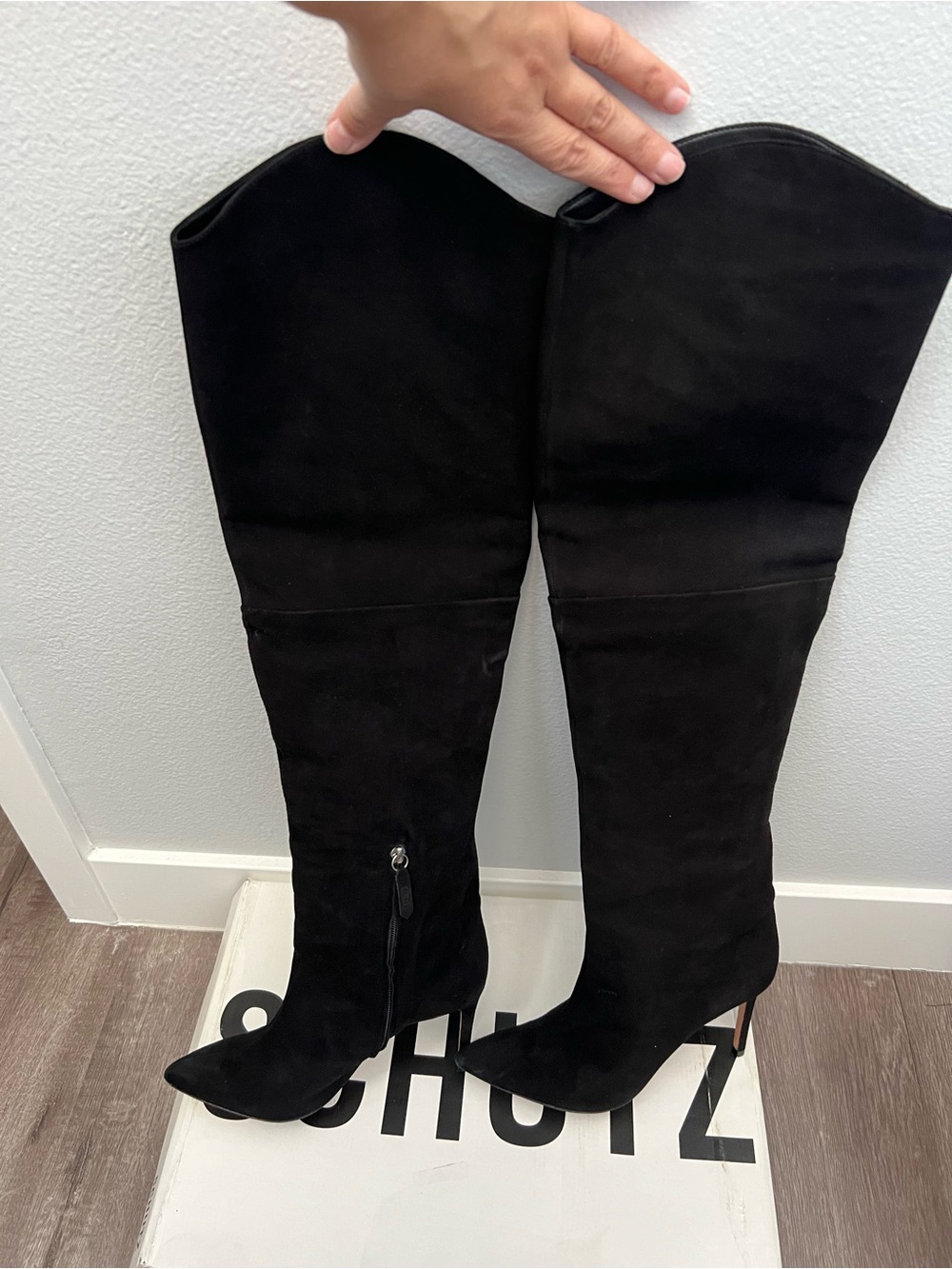Schulz Over-the-Knee Pointed-Toe Black Suede Boots- ALMOST NEW!!!